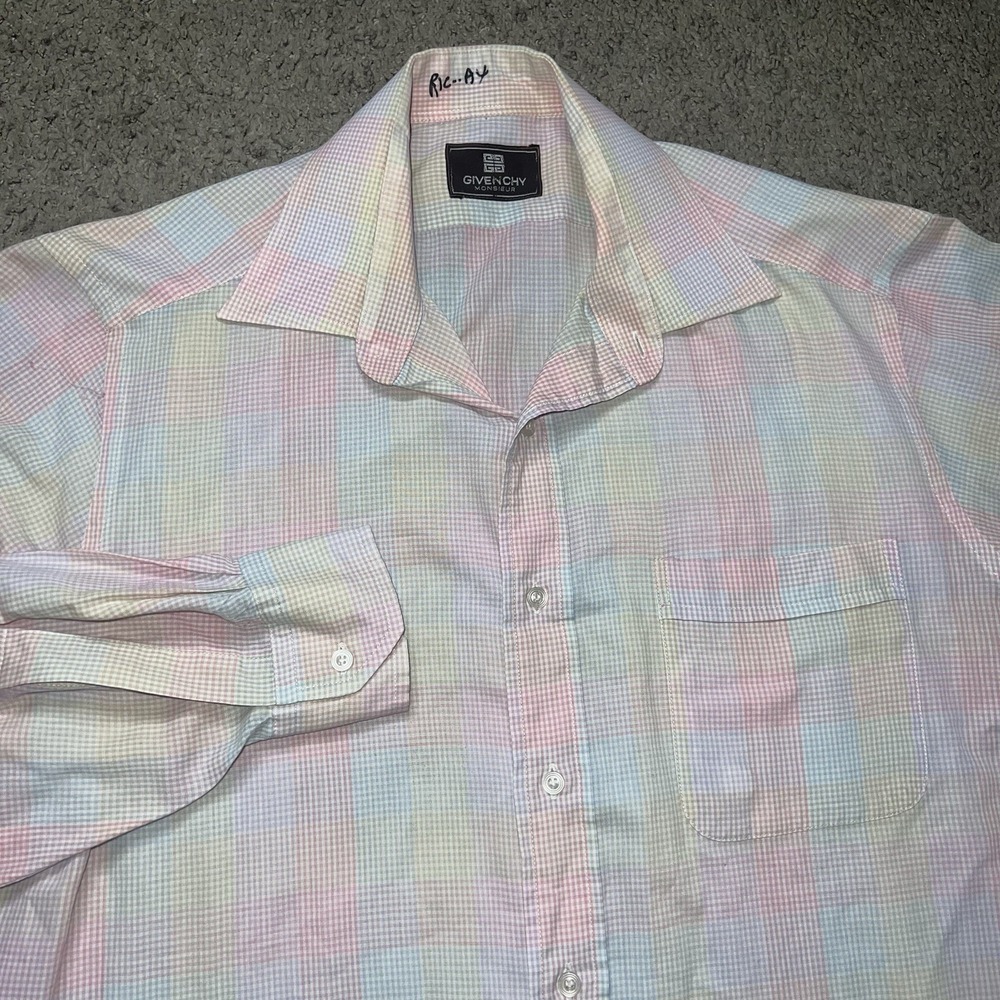 Vintage Givenchy Monsieur‎ Men's Size Large Plaid Lightweight Button Down Shirt